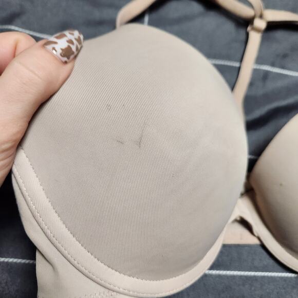 Victoria's Secret Bra 32C everywhere push up halter strap nude cream front snap - Picture 2 of 5